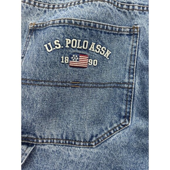 US Polo Assn Shorts Big Mens 40 Blue Denim Carpenter Baggy Distressed Loose Y2K - Picture 4 of 8